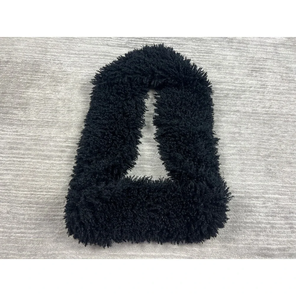 Betsey Johnson Scarf Womens OS Black Faux Fur Shaggy Infinity Loop Winter Cozy